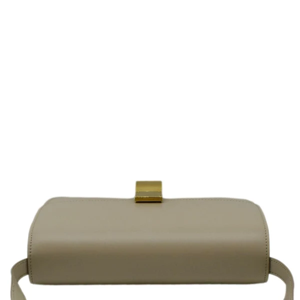CELINE Classic Box Medium  Leather Flap Shoulder Bag Greige