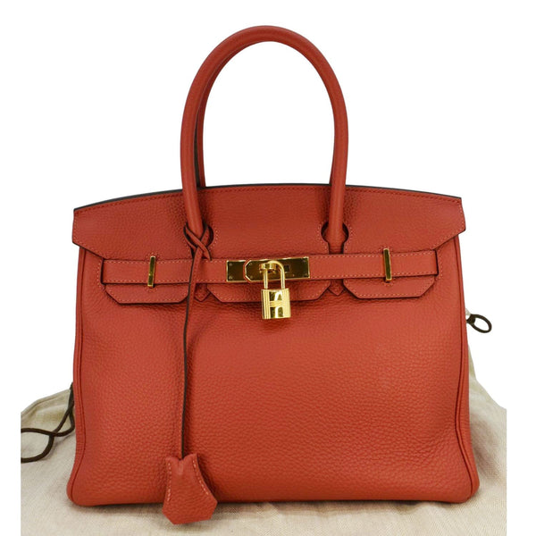 HERMES Birkin 25 Togo Leather Tote Bag Red