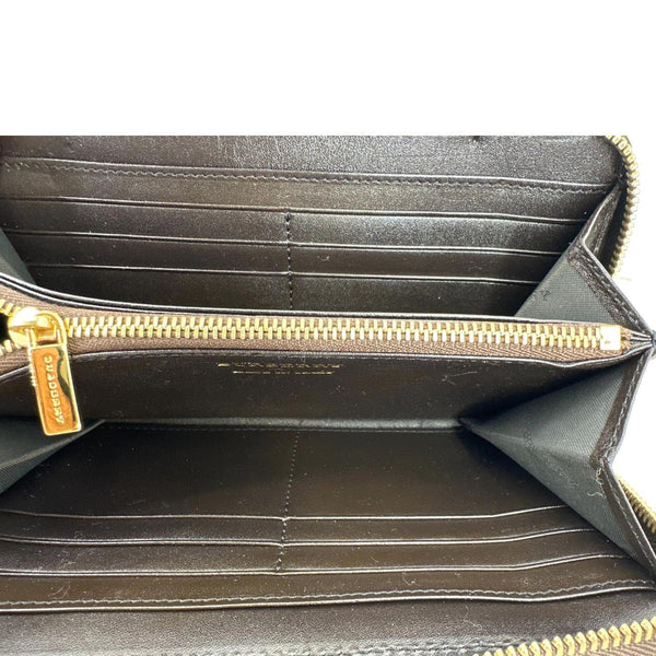 BURBERRY Equestrian Knight Haymarket Check Canvas Zip Around Wallet Beige
