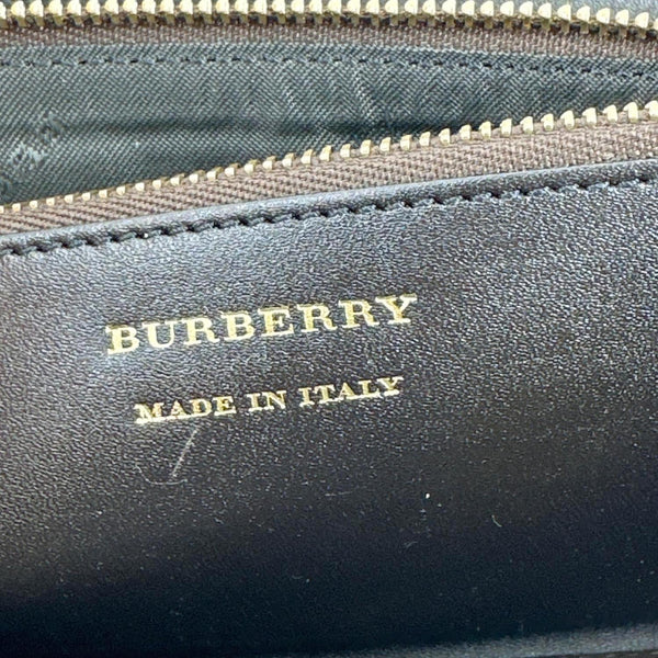 BURBERRY Equestrian Knight Haymarket Check Canvas Zip Around Wallet Beige
