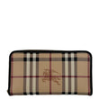 BURBERRY Equestrian Knight Haymarket Check Canvas Zip Around Wallet Beige