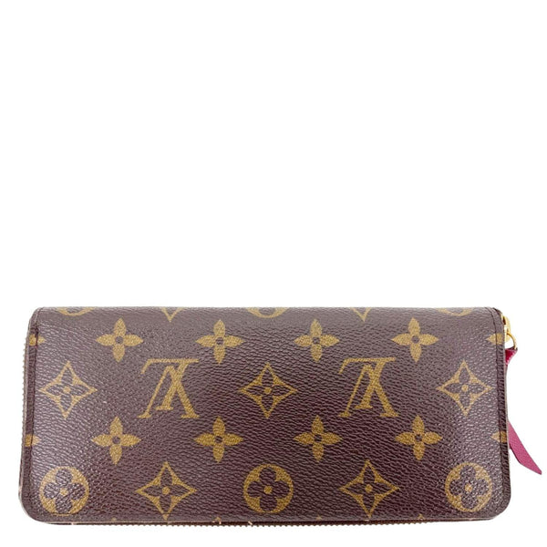LOUIS VUITTON Clemence Monogram Canvas Zippy Wallet Brown