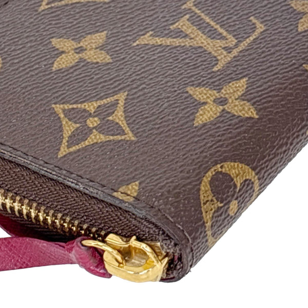 LOUIS VUITTON Clemence Monogram Canvas Zippy Wallet Brown