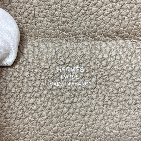 HERMES Videpoches Clemence Leather Crossbody Bag Beige