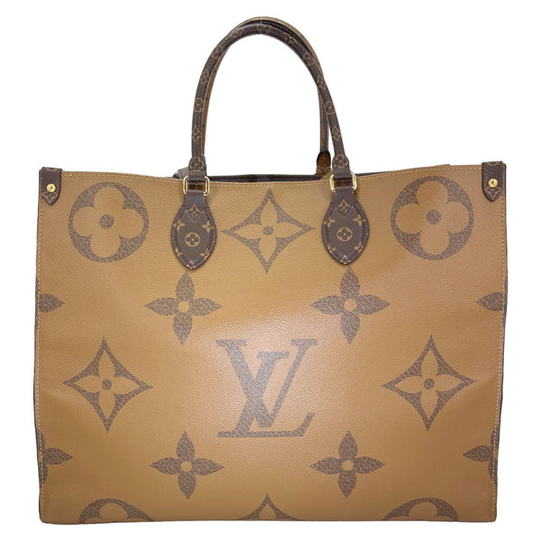 LOUIS VUITTON Onthego GM Reverse Monogram Giant Canvas Shoulder Bag Brown