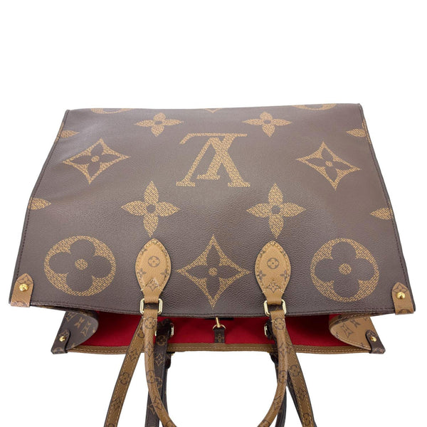 LOUIS VUITTON Onthego GM Reverse Monogram Giant Canvas Shoulder Bag Brown