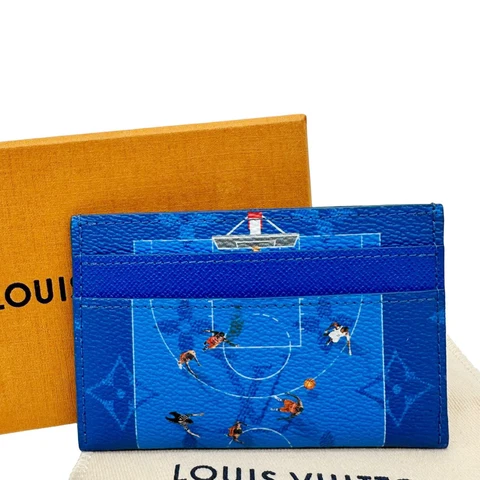 LOUIS VUITTON Basketball Monogram Canvas Double Card Holder Blue