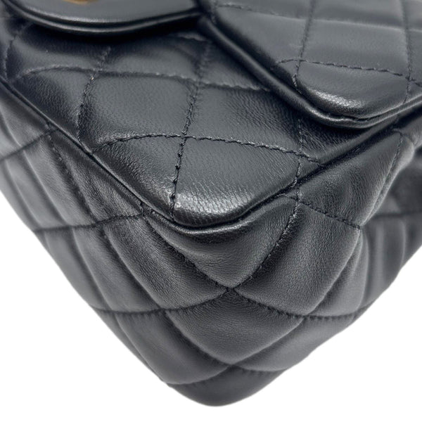 CHANEL Pearl Crush Square Flap Mini Quilted Lambskin Leather Shoulder Bag Black