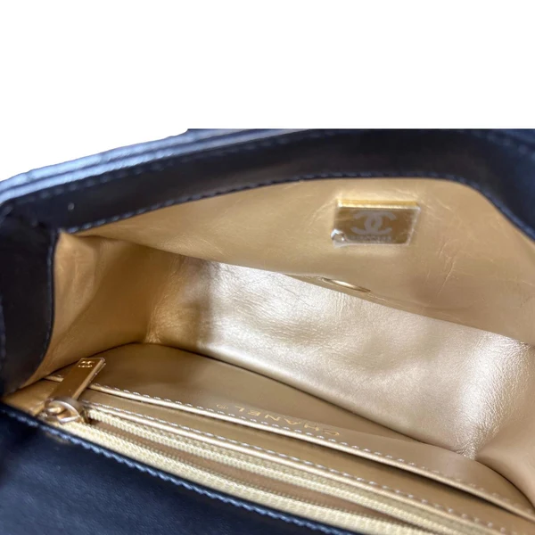 CHANEL Pearl Crush Square Flap Mini Quilted Lambskin Leather Shoulder Bag Black
