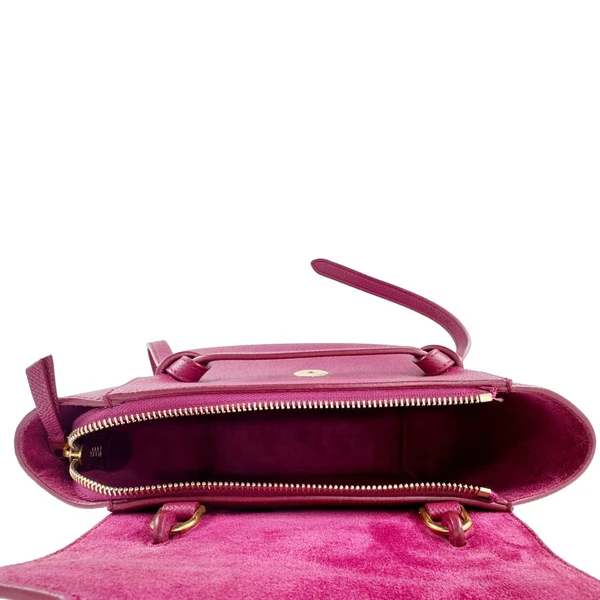 CELINE Micro Belt Grained Calfskin Leather Shoulder Bag Burgundy
