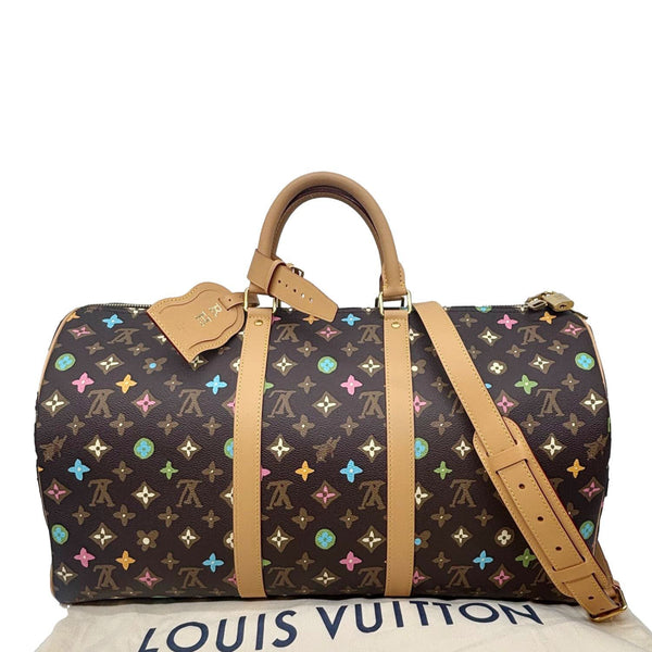 LOUIS VUITTON x Tyler Keepall 50 Bandouliere Craggy Monogram Canvas Travel Bag Brown