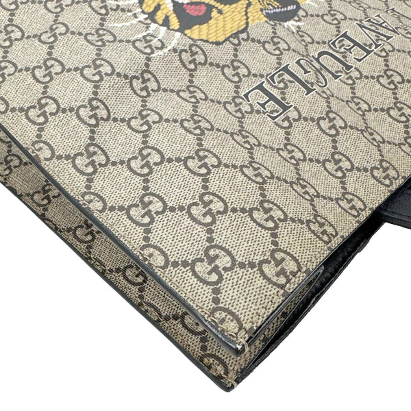 GUCCI L’Aveugle Par Amour Tiger Print GG Supreme Canvas Vertical Tote Bag Beige 450950
