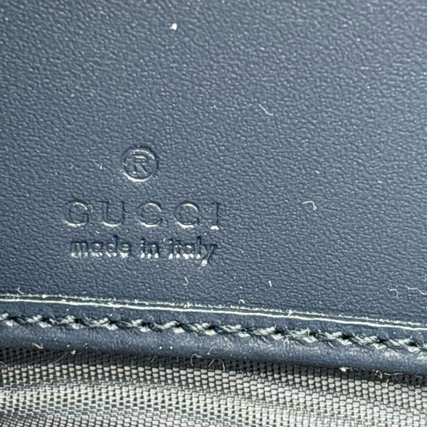 GUCCI GG Leather Zip Around Wallet Navy Blue 307987