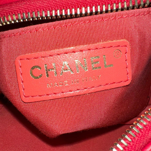 CHANEL Studded Beauty Begins Quilted Lambskin Leather Camera Case Red