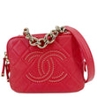 CHANEL Studded Beauty Begins Quilted Lambskin Leather Camera Case Red