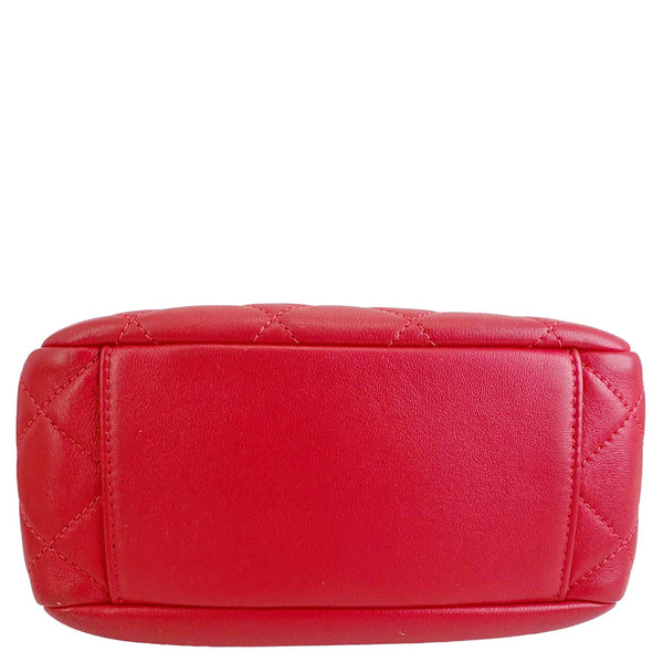 CHANEL Studded Beauty Begins Quilted Lambskin Leather Camera Case Red