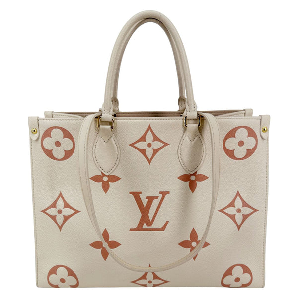 LOUIS VUITTON Onthego MM Giant Monogram Empreinte Leather Tote Bag Bicolor