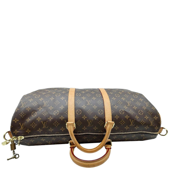LOUIS VUITTON Keepall 55 Bandouliere Monogram Canvas Travel Bag Brown