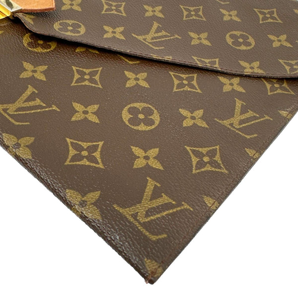LOUIS VUITTON Poche Plate Envelope Monogram Canvas Clutch Brown