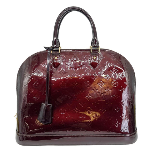 LOUIS VUITTON Alma GM Monogram Vernis Leather Satchel Bag Amarante