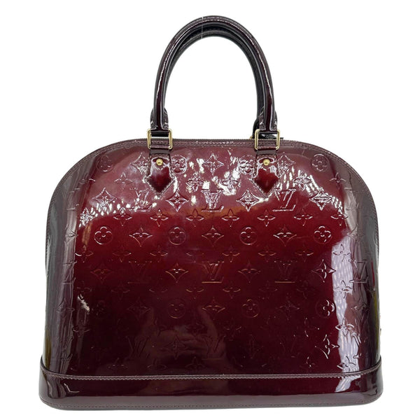 LOUIS VUITTON Alma GM Monogram Vernis Leather Satchel Bag Amarante