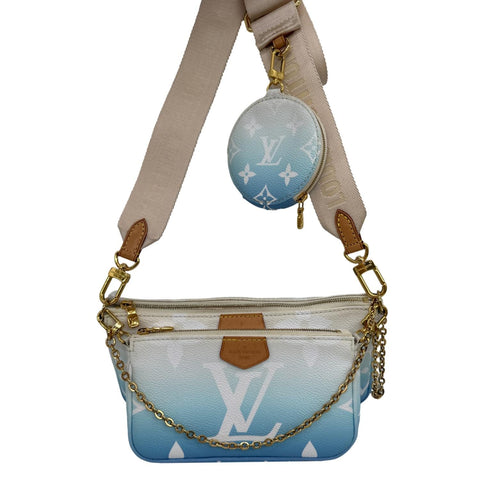 LOUIS VUITTON Multi Pochette Accessories By the Pool Monogram Giant Canvas Chain Clutch Bag Blue