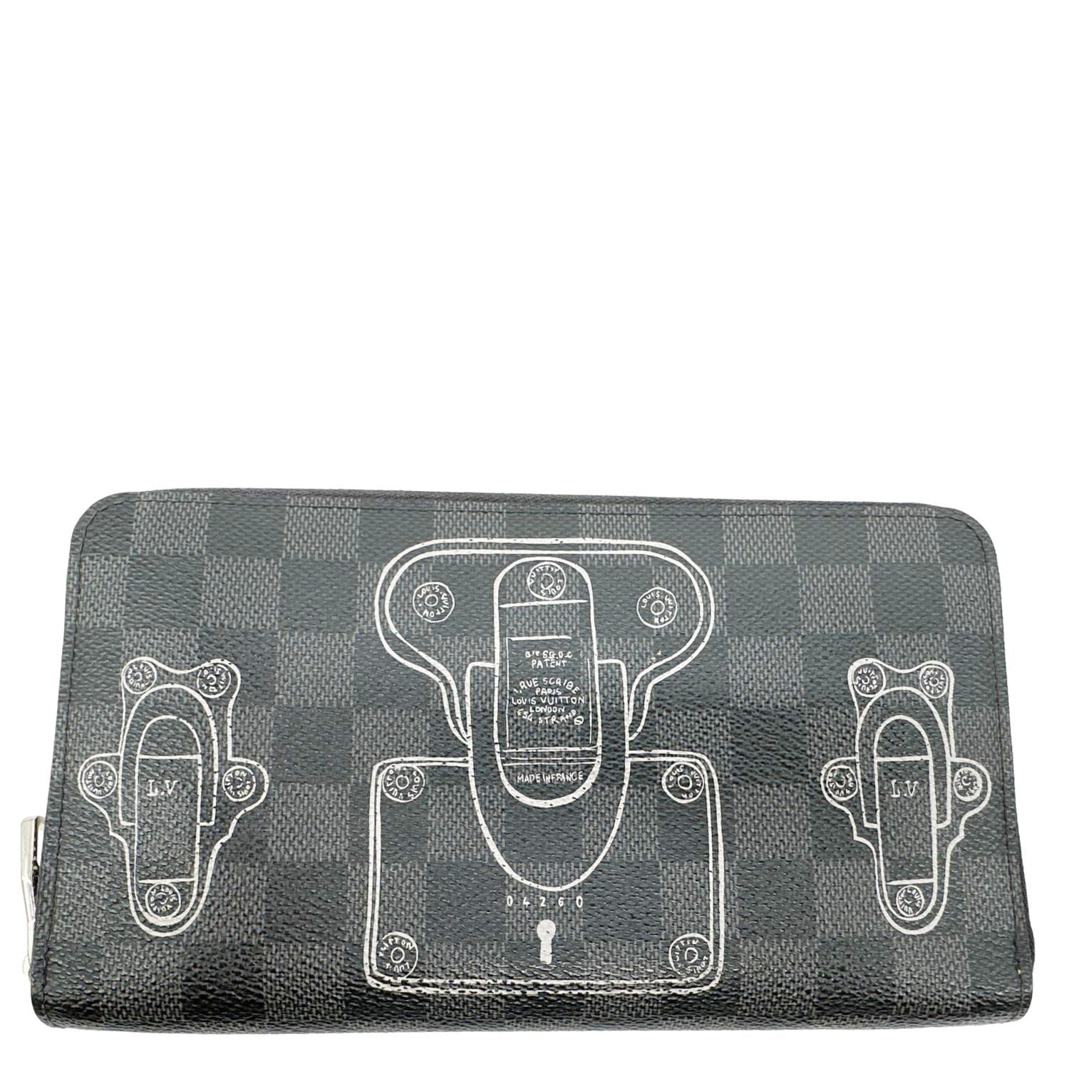 LOUIS VUITTON Trunks And Lock Damier Graphite Zippy Organizer Wallet Black