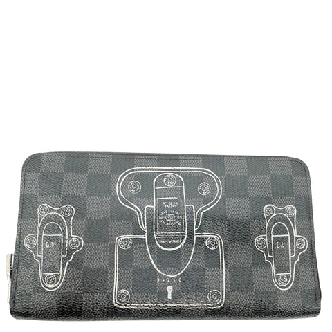 LOUIS VUITTON Trunks And Lock Damier Graphite Zippy Organizer Wallet Black