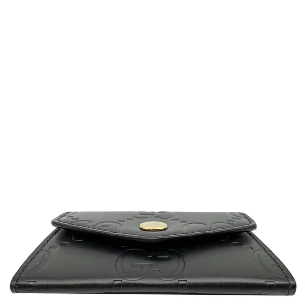 GUCCI Snap Gilbert Jumbo GG Calfskin Embossed Leather Men's Wallet Black 772792