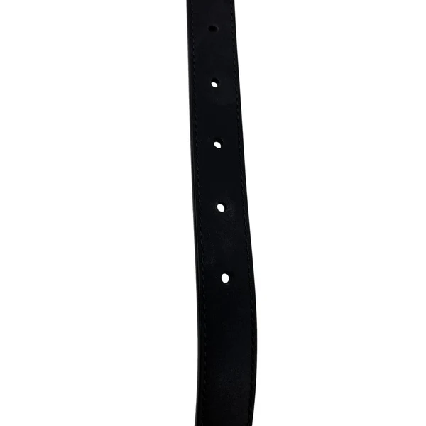 GUCCI Double G Buckle Leather Belt Size 75/30 Black 409417