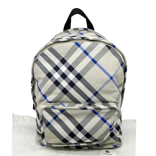 BURBERRY Shield Check Nylon Backpack Grey