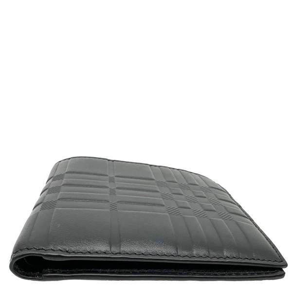 BURBERRY Embossed Check Leather Bifold Men's Wallet Black
