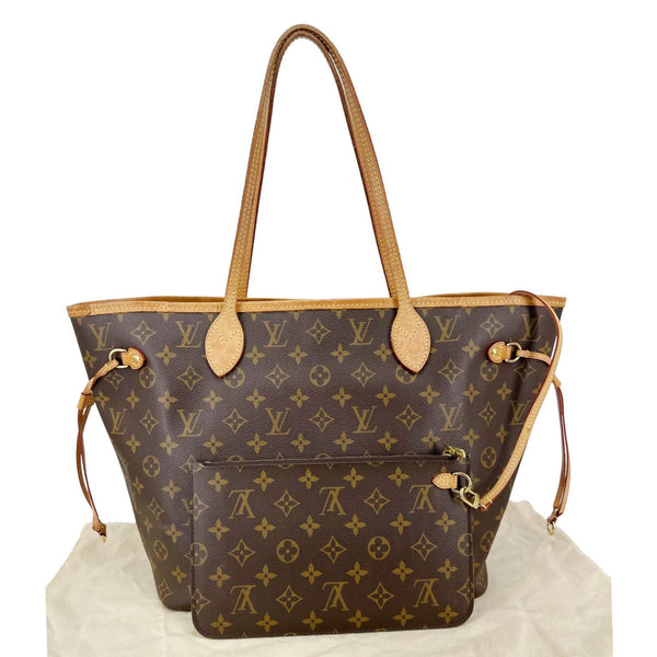 LOUIS VUITTON Neverfull MM Monogram Canvas Tote Bag Brown