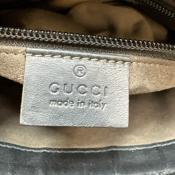 GUCCI GG Signature Leather Messenger Bag Black 406410