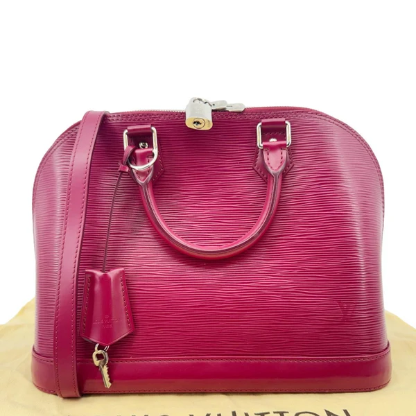 LOUIS VUITTON Alma PM Epi Leather Satchel Crossbody Bag Fuchsia