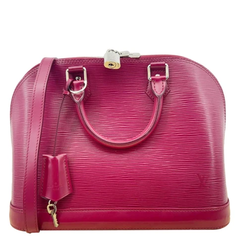 LOUIS VUITTON Alma PM Epi Leather Satchel Crossbody Bag Fuchsia