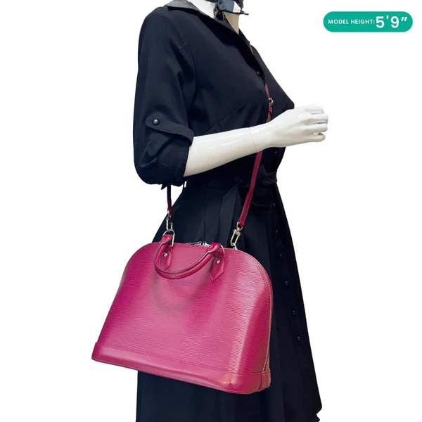 LOUIS VUITTON Alma PM Epi Leather Satchel Crossbody Bag Fuchsia
