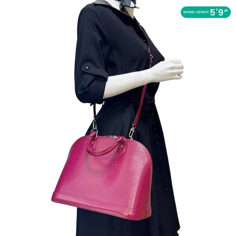LOUIS VUITTON Alma PM Epi Leather Satchel Crossbody Bag Fuchsia
