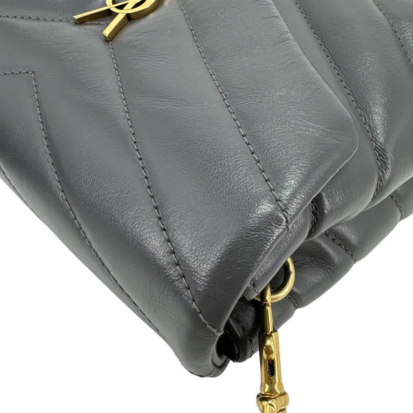 YVES SAINT LAURENT Loulou Toy Quilted Leather Crossbody Bag Grey