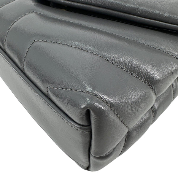 YVES SAINT LAURENT Loulou Toy Quilted Leather Crossbody Bag Grey