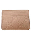 GUCCI GG Emblem Embossed Leather Card Holder Pink 815883