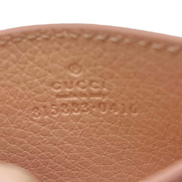GUCCI GG Emblem Embossed Leather Card Holder Pink 815883