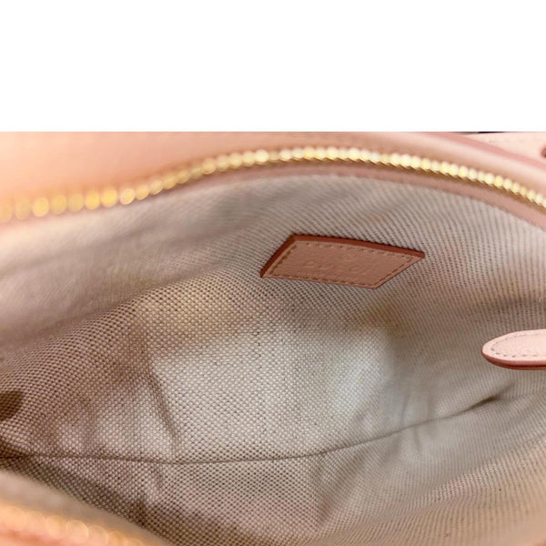 GUCCI GG Emblem Small Embossed Leather Shoulder Bag Pink 815278