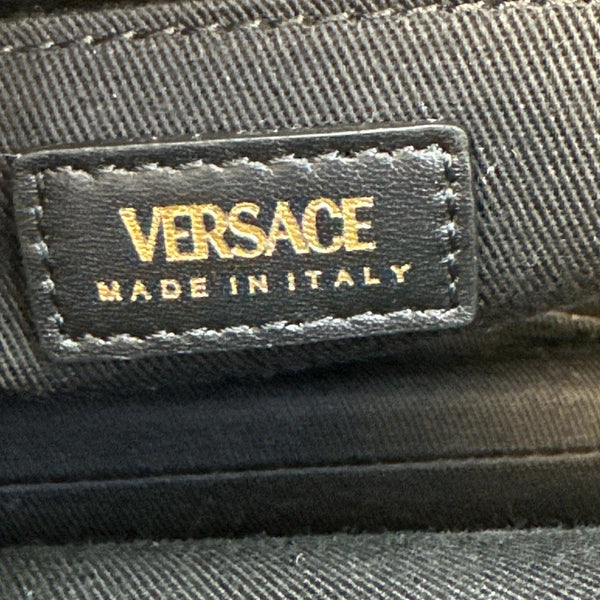 VERSACE Kleio Quilted Nappa Leather Shoulder Bag Black