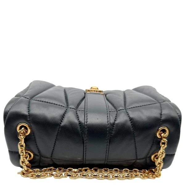 VERSACE Kleio Quilted Nappa Leather Shoulder Bag Black