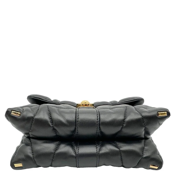 VERSACE Kleio Quilted Nappa Leather Shoulder Bag Black
