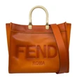 FENDI Sunshine Medium Leather Shopper Tote Bag Orange