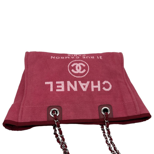 CHANEL Deauville Canvas Tote Bag Pink