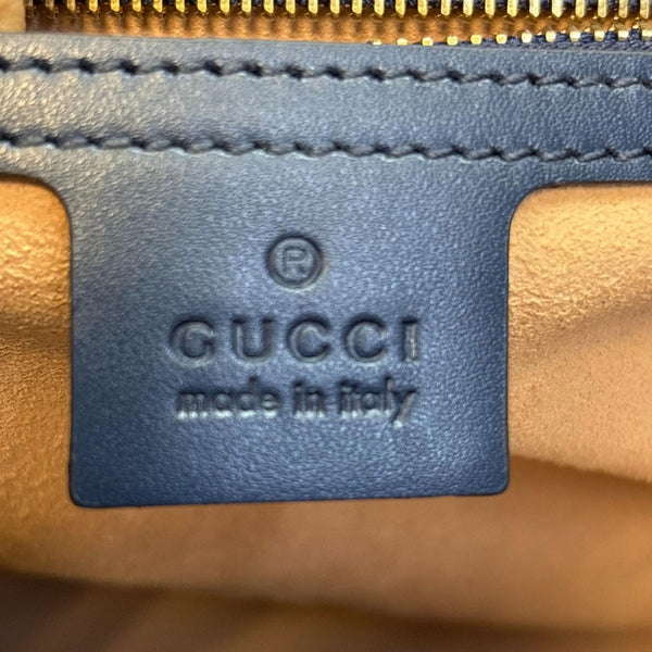 GUCCI Padlock Medium GG Leather Chain Shoulder Bag Navy Blue 409486