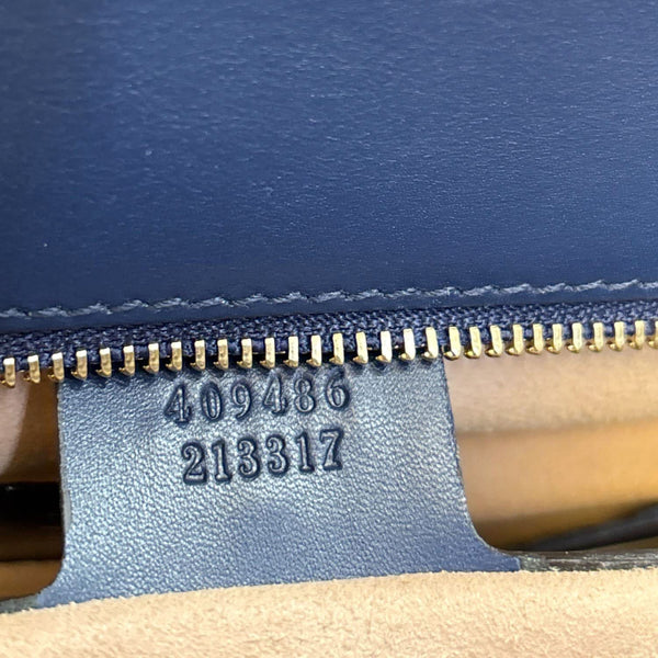 GUCCI Padlock Medium GG Leather Chain Shoulder Bag Navy Blue 409486